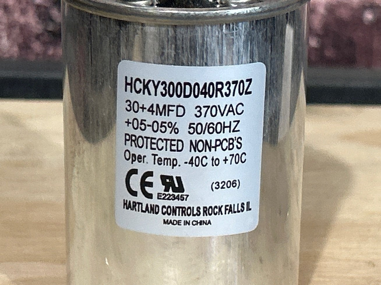 370 Vac, 30+4MFD 50/60 Hz, Round Capacitor