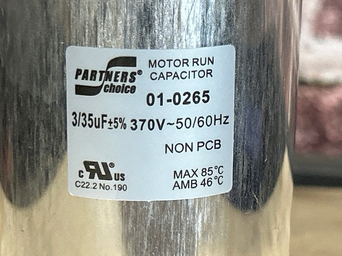 370 Vac, 35+3MFD 50/60 Hz, Oval Capacitor