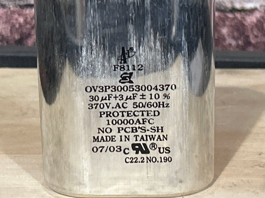 370 Vac, 30+3MFD 50/60 Hz, Round Capacitor
