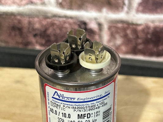 370 Vac, 40+10MFD 50/60 Hz, Round Capacitor