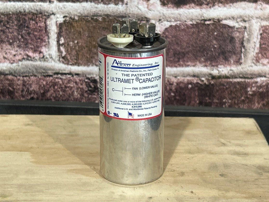 370 Vac, 40+10MFD 50/60 Hz, Round Capacitor