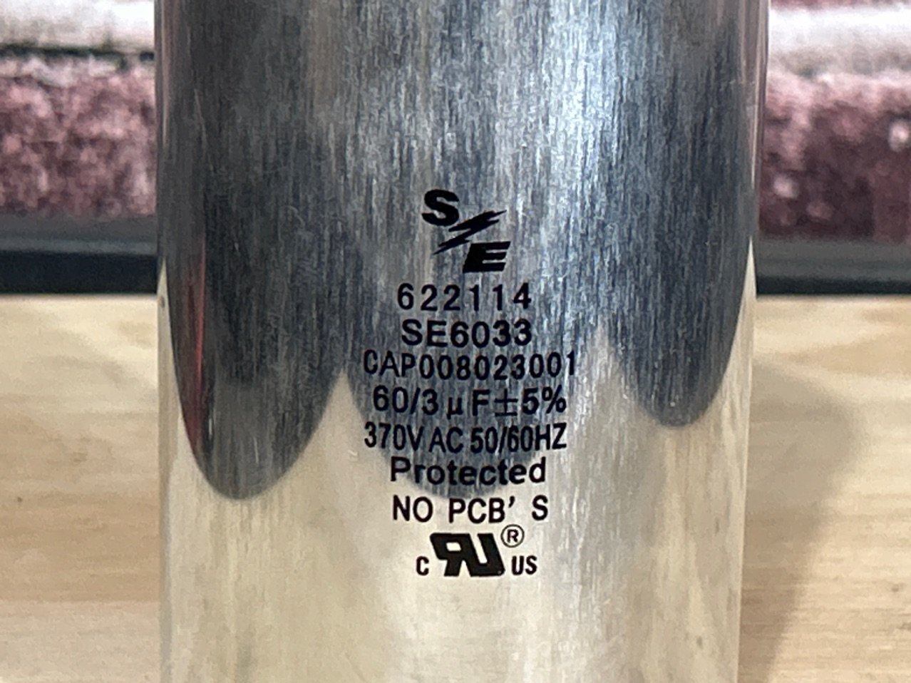 370 Vac, 60+3MFD 50/60 Hz, Round Capacitor