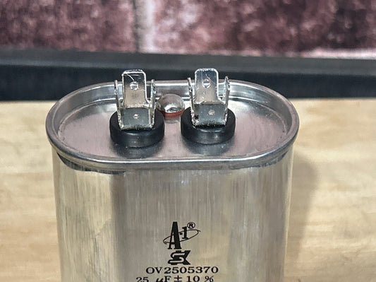 370 Vac, 25MFD 50/60 Hz, Oval Capacitor