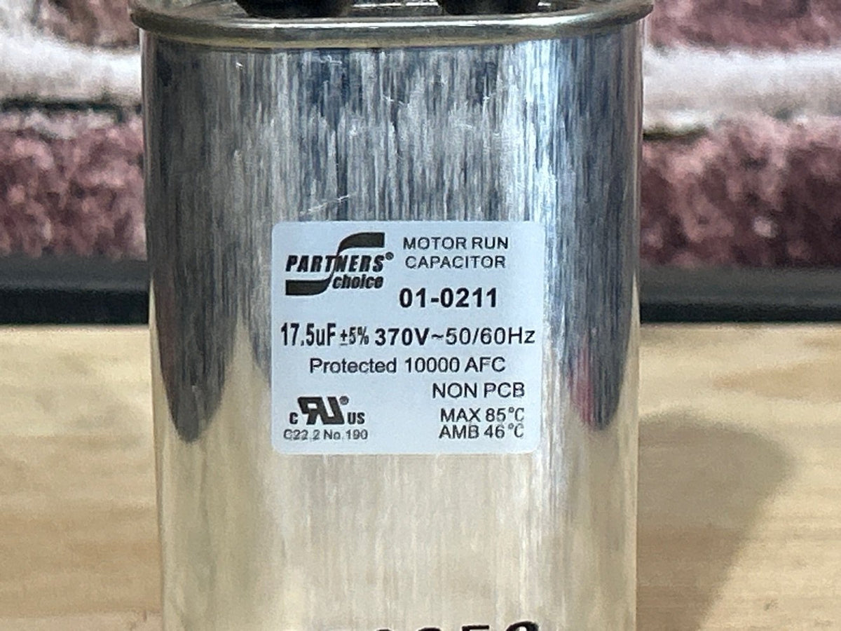 370 Vac, 17.5MFD 50/60 Hz, Oval Capacitor