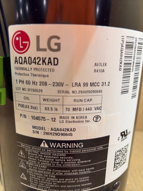3.5 Ton Single-Stage AC Scroll Compressor 208/230/60/1 R410A