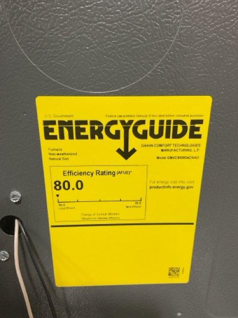 80,000 BTU Two-Stage Upflow/Horizontal ECM Var Spd Communicating Gas Furnace 80% 115/60/1 CFM: 1600