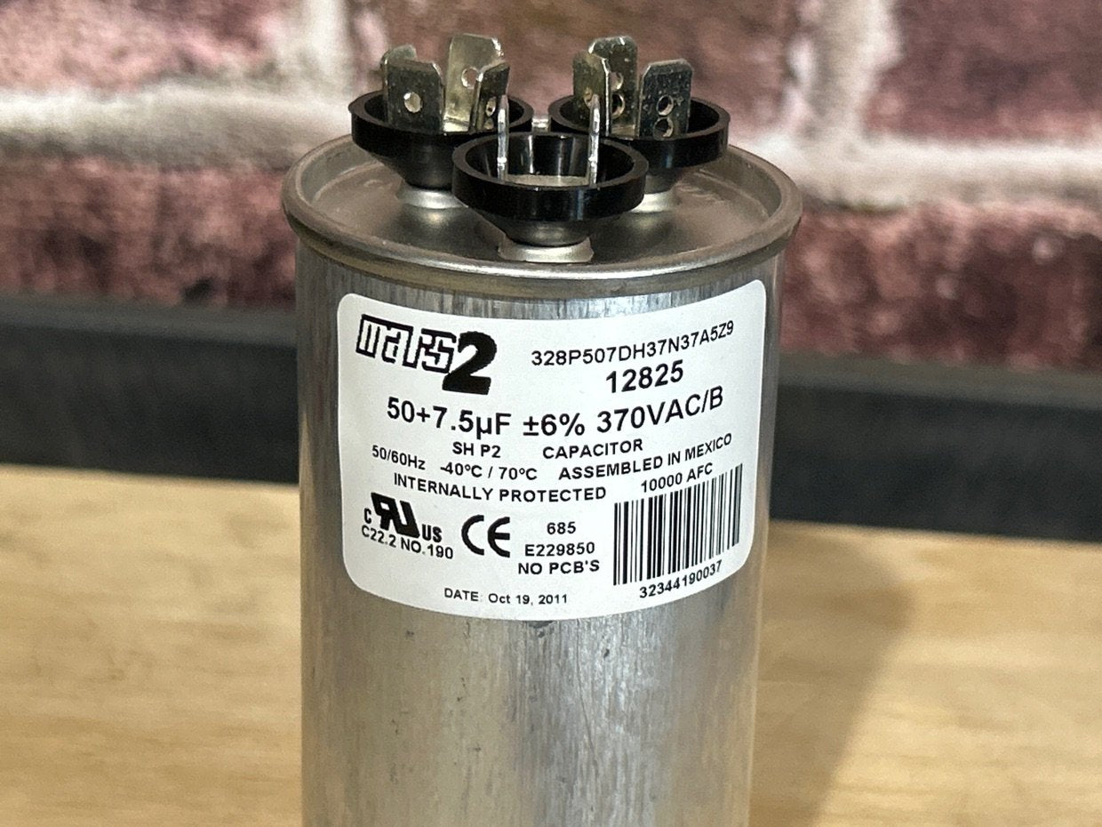 370 Vac, 50+7.5MFD 50/60 Hz, Round Capacitor