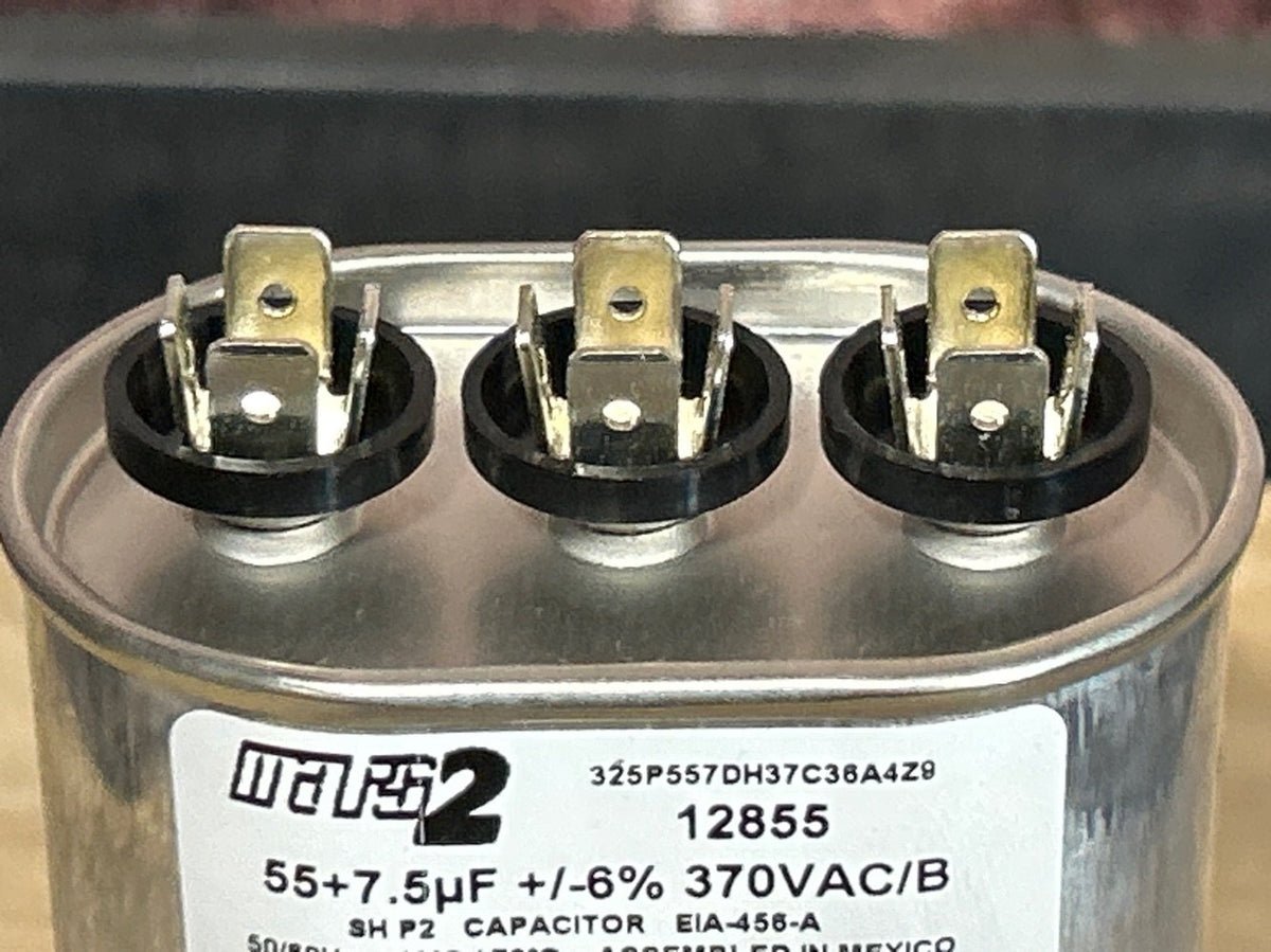 370 Vac, 55+7.5MFD 50/60 Hz, Oval Capacitor