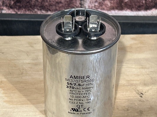 370 Vac, 55+7.5MFD 50/60 Hz, Round Capacitor