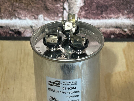 370 Vac, 30+10MFD 50/60 Hz, Round Capacitor