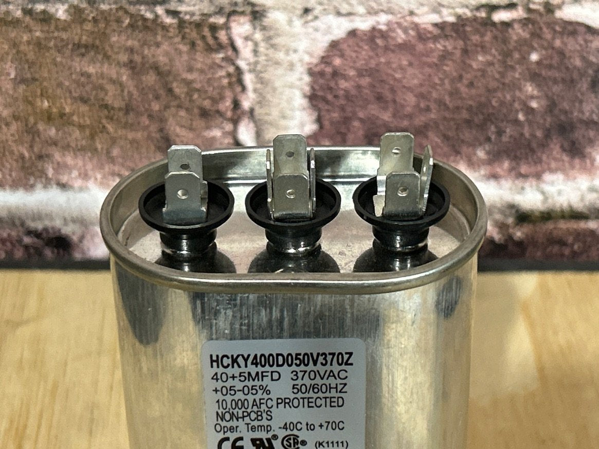 370 Vac, 40+5MFD 50/60 Hz, Oval Capacitor