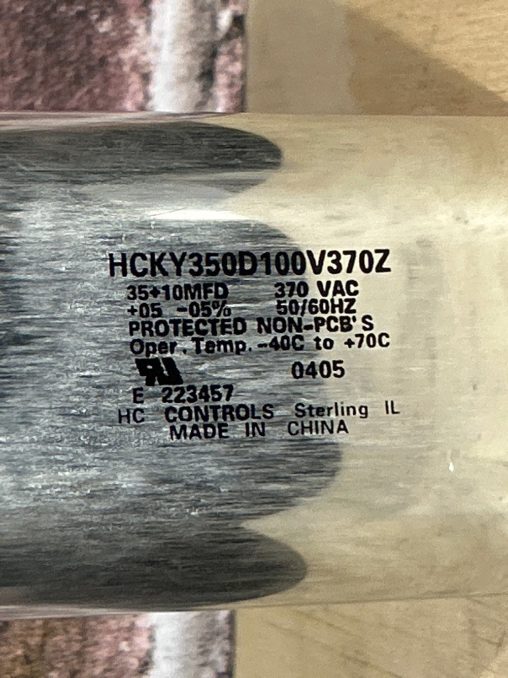 370 Vac, 35+5MFD 50/60 Hz, Oval Capacitor