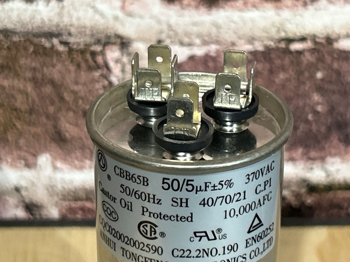 370 Vac, 50+5MFD 50/60 Hz, Round Capacitor