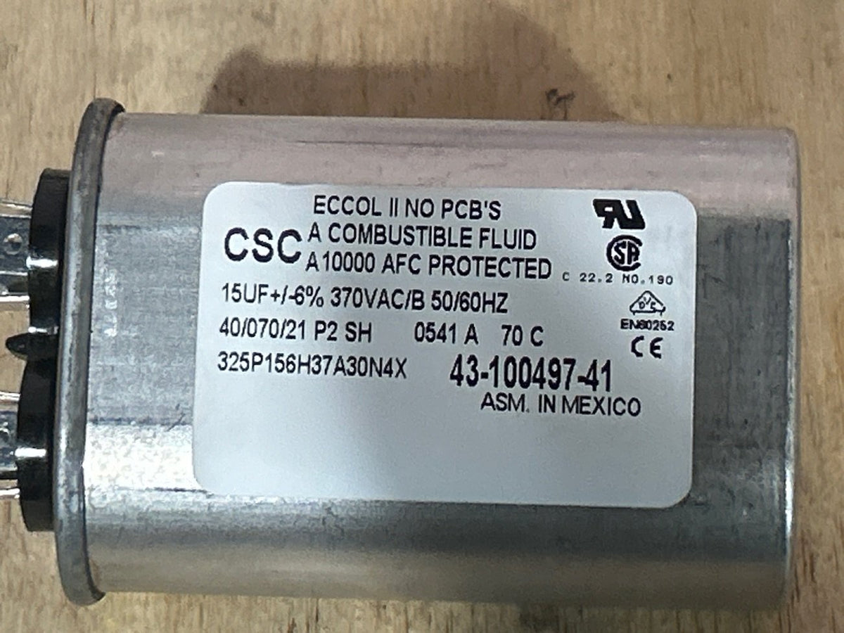 370 Vac, 15MFD 50/60 Hz, Oval Capacitor
