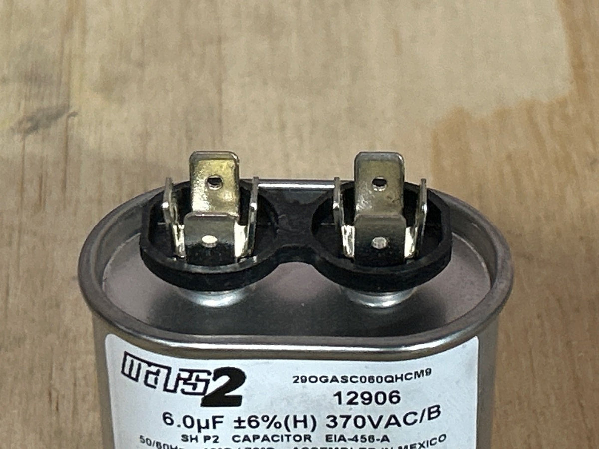 370 Vac, 6MFD 50/60 Hz, Oval Capacitor