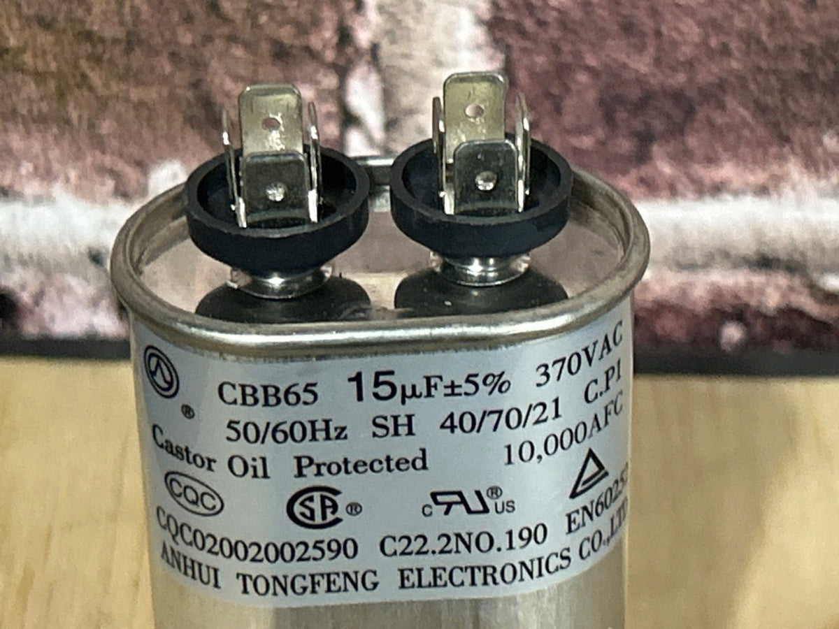 370 Vac, 15MFD 50/60 Hz, Oval Capacitor
