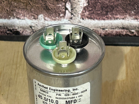 370 Vac, 45+10MFD 50/60 Hz, Round Capacitor