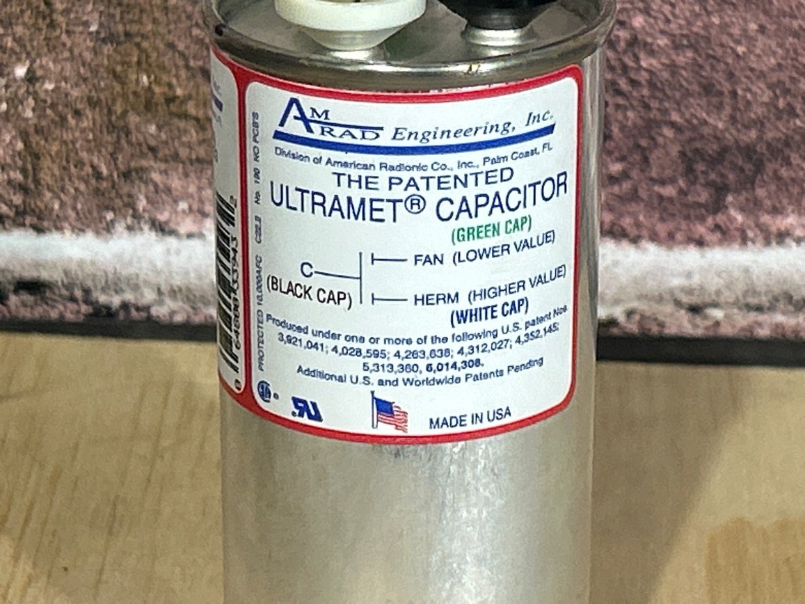 370 Vac, 45+10MFD 50/60 Hz, Round Capacitor