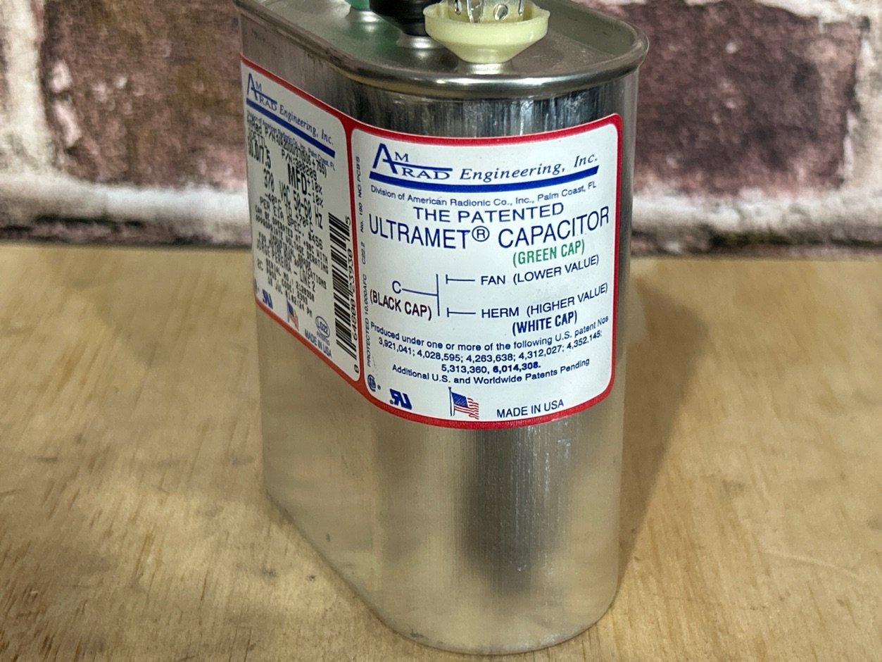 370 Vac, 50+7.5MFD 50/60  Hz, Oval Capacitor