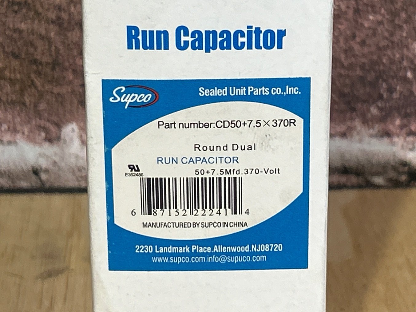370 Vac, 50+7.5MFD 50/60 Hz, Round Capacitor
