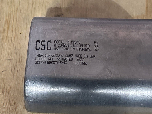 370 Vac, 45+10MFD 50/60 Hz, Oval Capacitor