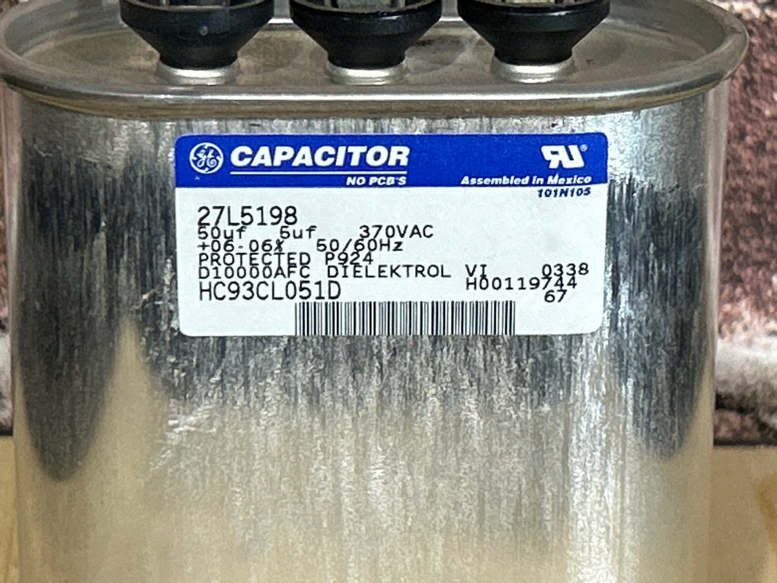 370 Vac, 50+5MFD 50/60 Hz, Oval Capacitor