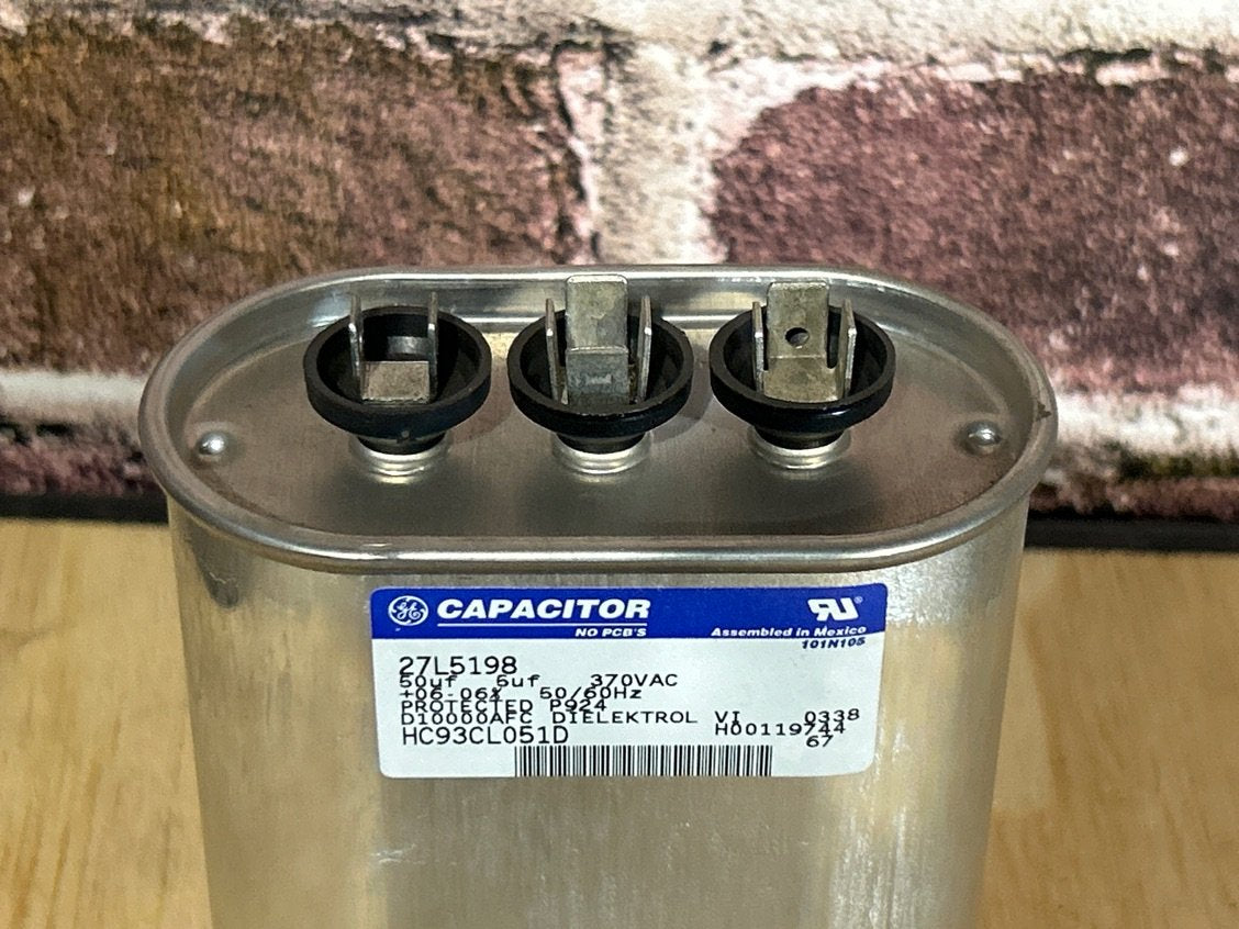 370 Vac, 50+5MFD 50/60 Hz, Oval Capacitor
