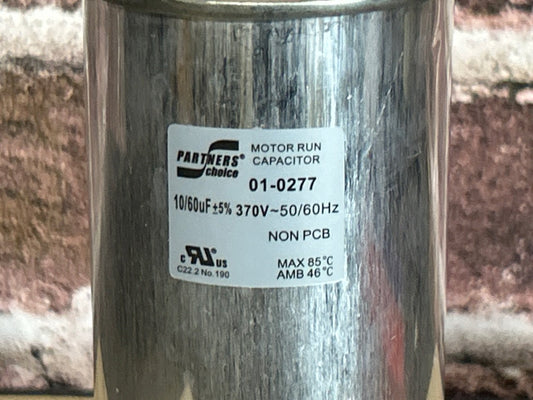 370 Vac, 60+10MFD 50/60 Hz, Round Capacitor