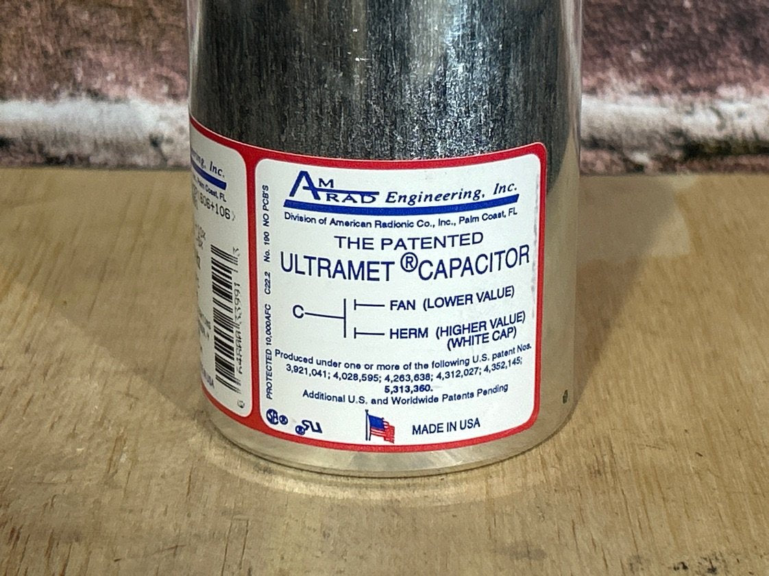 370 Vac, 60+10MFD 50/60 Hz, Round Capacitor