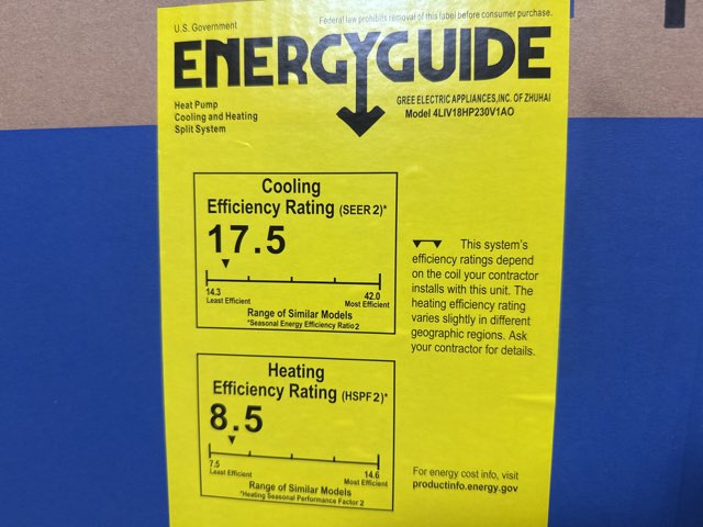 18,000 BTU Single-Zone Outdoor Inverter Heat Pump Mini Split Unit, 17.5 SEER2 208-230/60/1 R-410A