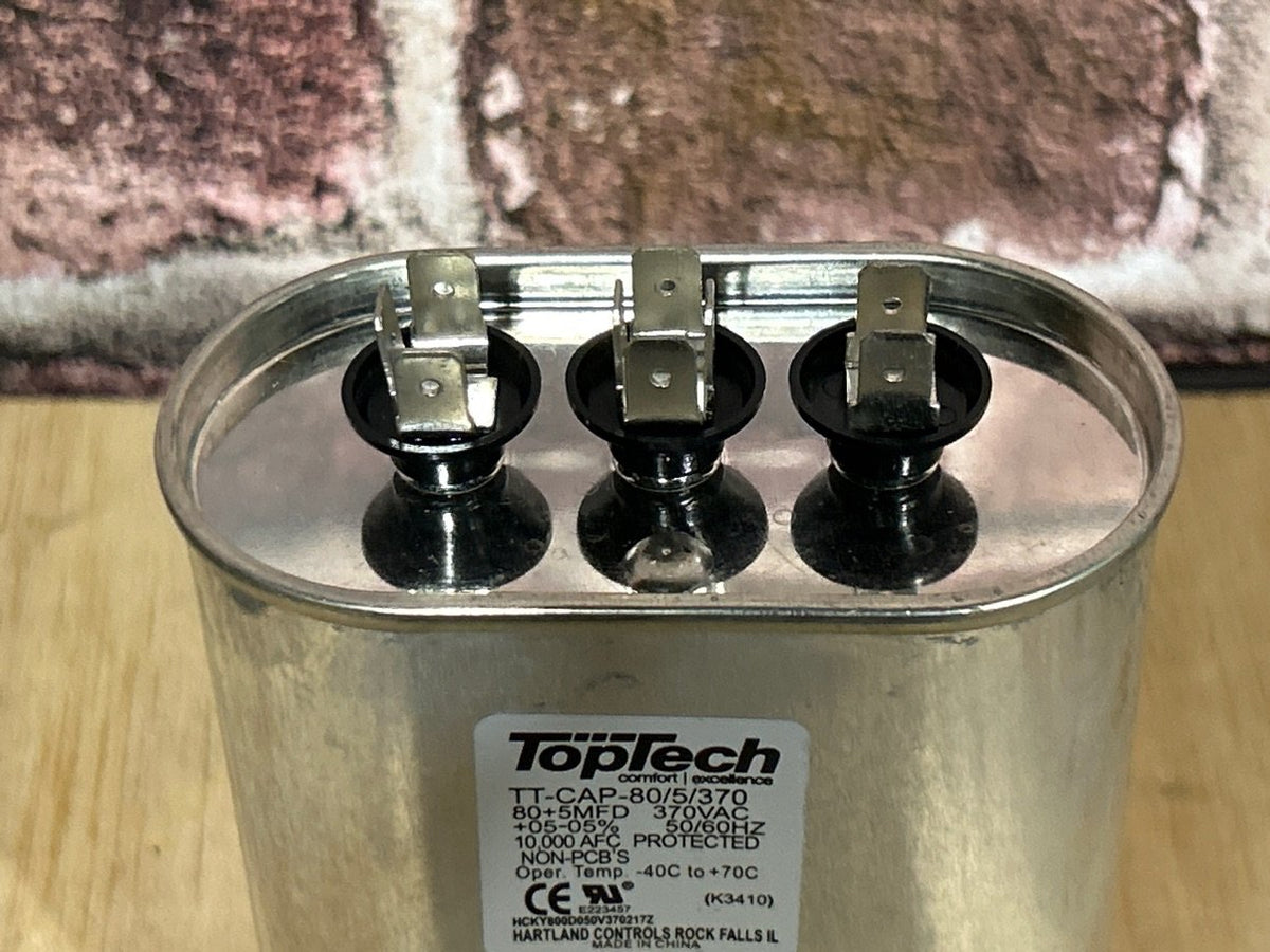 370 Vac, 80+5MFD 50/60 Hz, Oval Capacitor