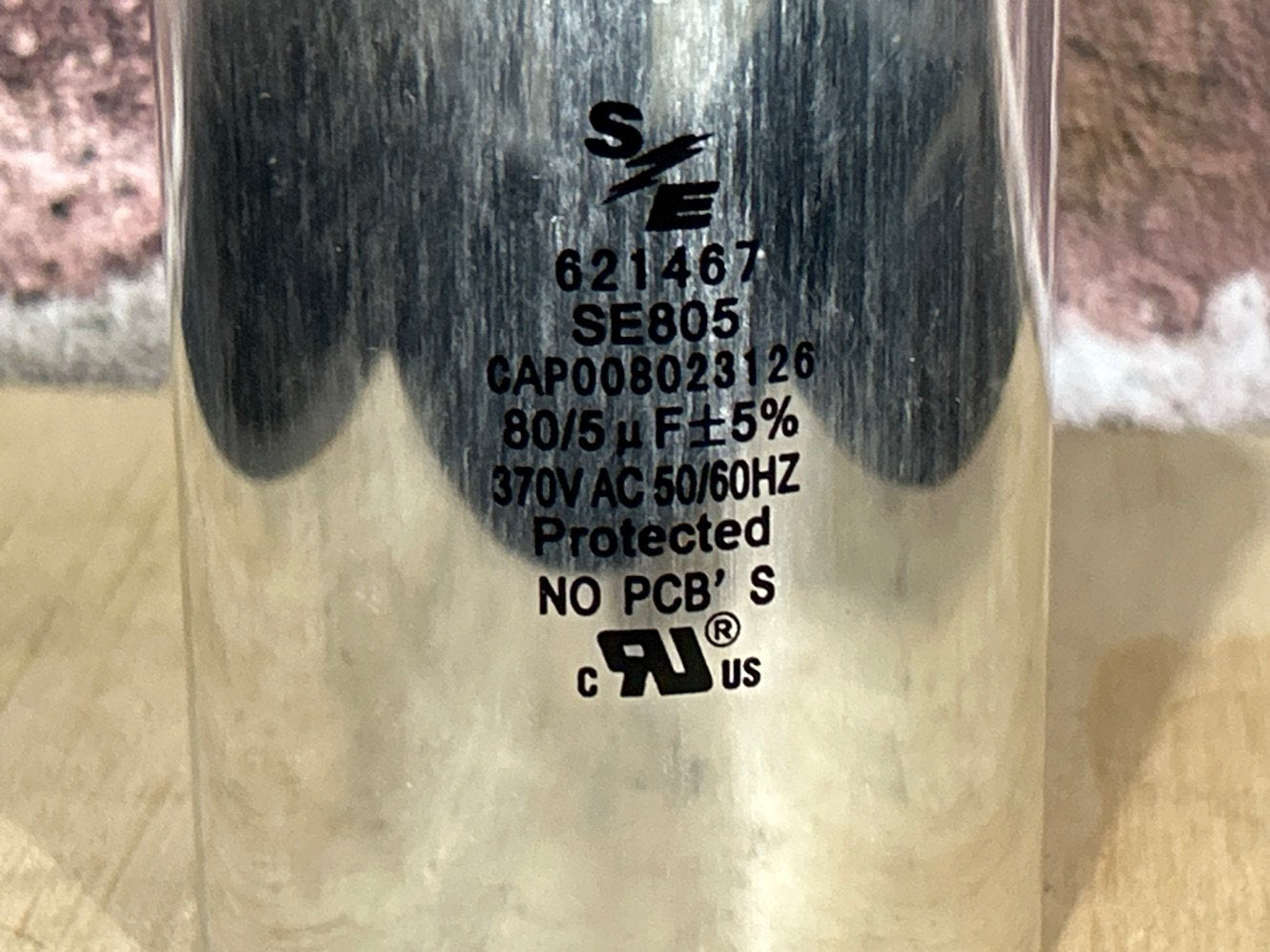 370 Vac, 80+5MFD 50/60 Hz, Round Capacitor