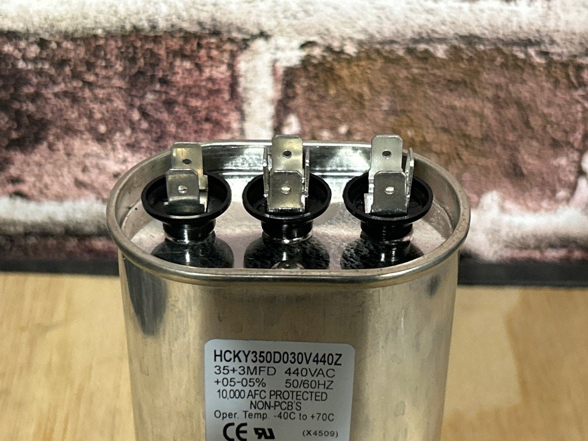 440 Vac, 35+3MFD 50/60 Hz, Oval Capacitor