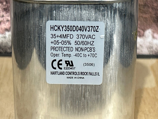 370 Vac, 35+4MFD 50/60 Hz, Oval Capacitor