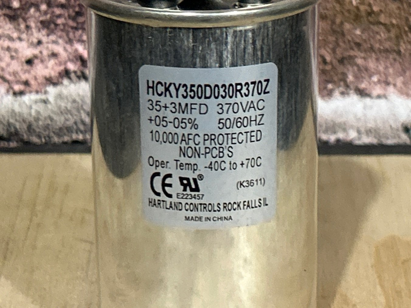 370 Vac, 35+3MFD 50/60 Hz, Round Capacitor