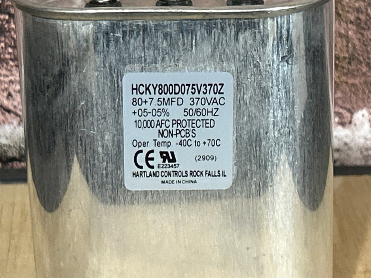 370 Vac, 80+7.5MFD 50/60 Hz, Oval Capacitor