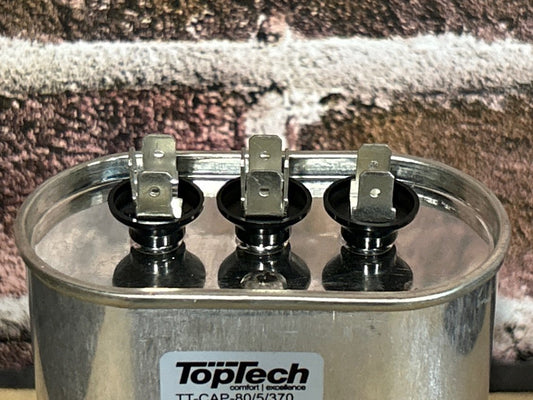370 Vac, 80+5MFD 50/60 Hz, Round Capacitor