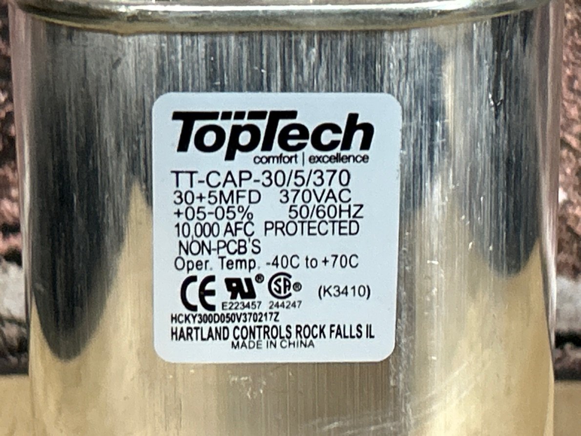 370 Vac, 30+5MFD 50/60 Hz, Oval Capacitor