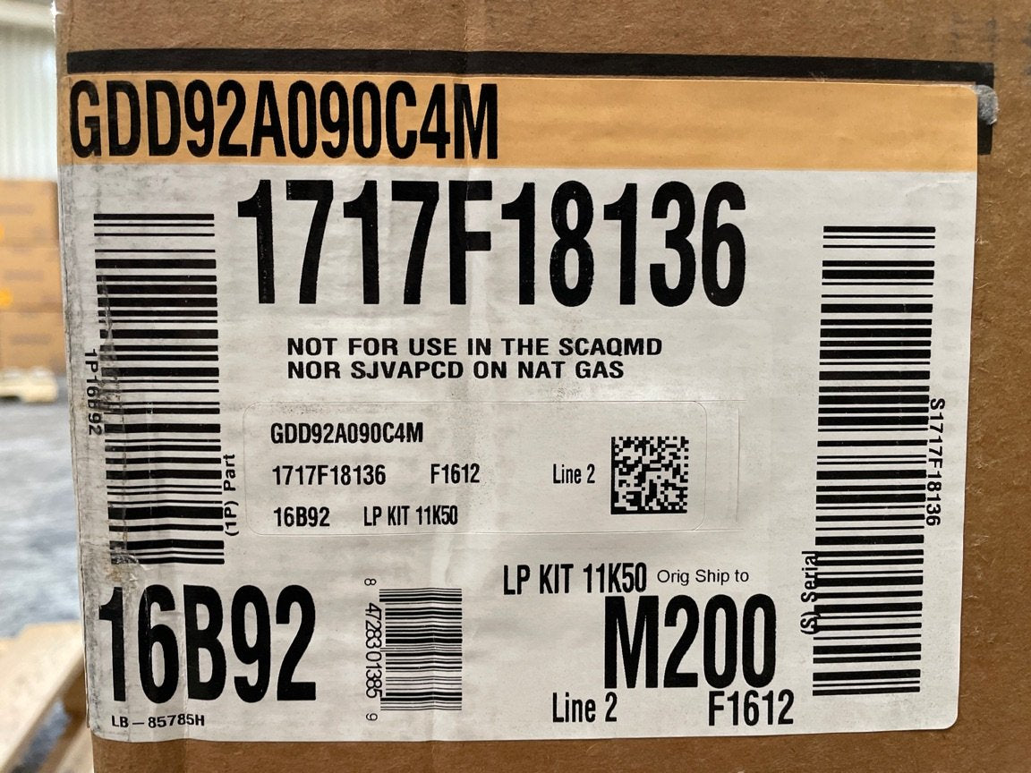 88,000 BTU Single Stage Downflow Multi Speed PSC Gas Furnace 92% AFUE 120/60/1 CFM: 1910