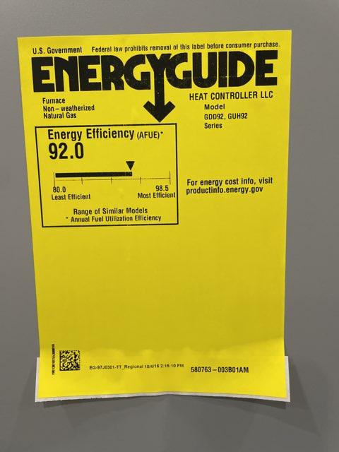 88,000 BTU Single Stage Downflow Multi Speed PSC Gas Furnace 92% AFUE 120/60/1 CFM: 1910
