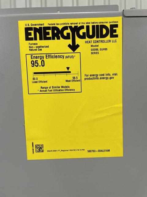 44,000 BTU Single-Stage Downflow ECM Multi Speed Gas Furnace 95% AFUE 120/60/1 CFM: 1320