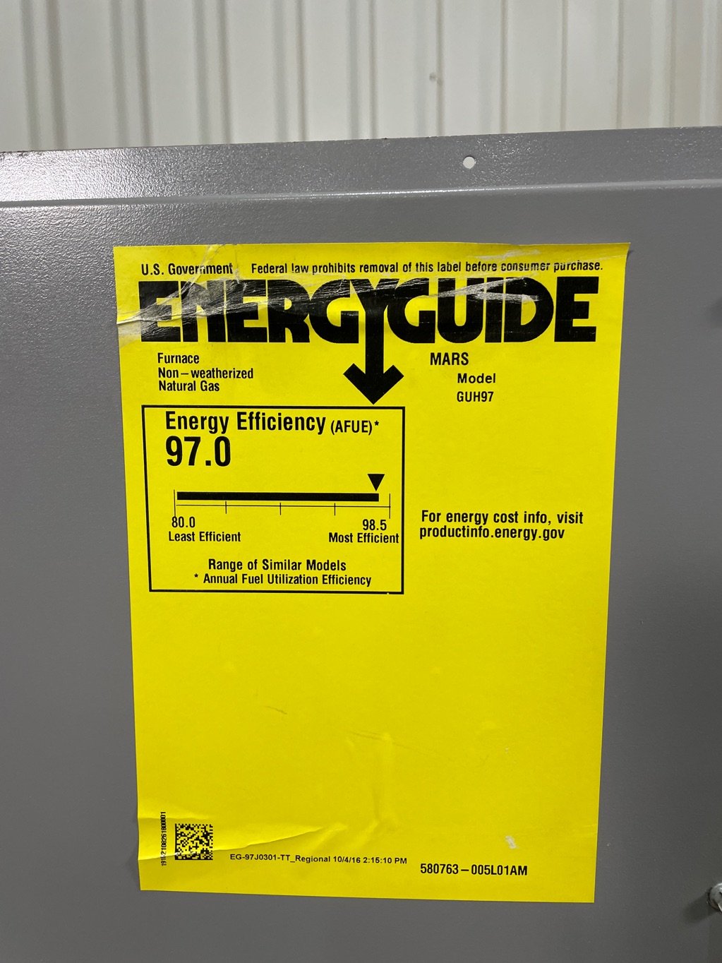 88,000 BTU Modulating Upflow/Horizontal ECM Variable Speed Gas Furnace 97% AFUE 120/60/1 CFM: 1362