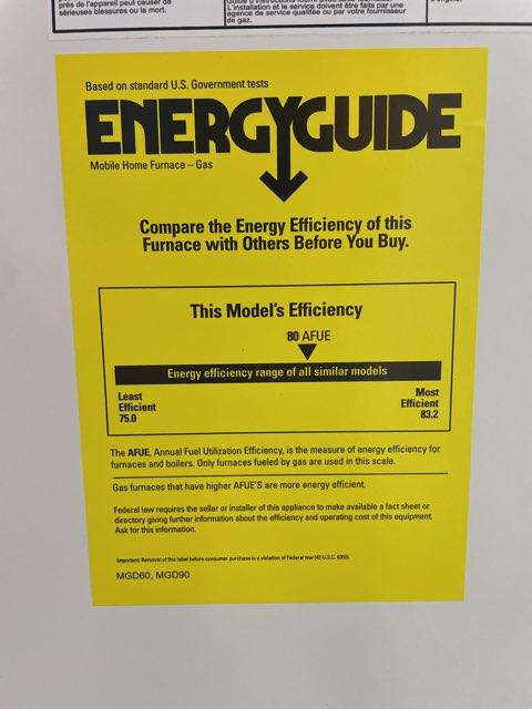 60,000 BTU 1-Stg Downflow PSC 3 Speed Gas Manufactured Housing Furnace 80% 115/60/1 CFM: 1200