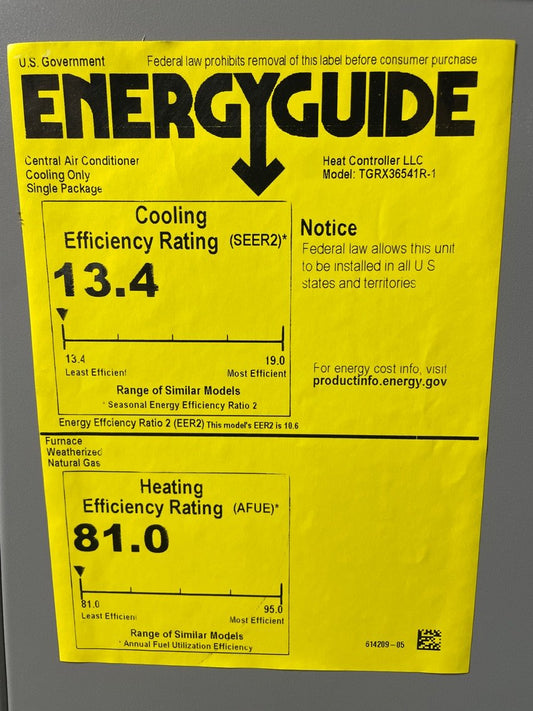 3 Ton Single-Stage Low NOx Convertible Natural G/E Packaged Unit, 14 SEER, 208-230/60/1, R410A