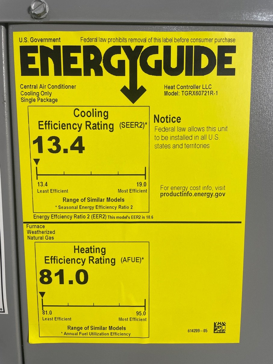 5 Ton Single-Stage Low NOx Convertible Natural G/E Packaged Unit, 14 SEER, 208-230/60/1, R410A
