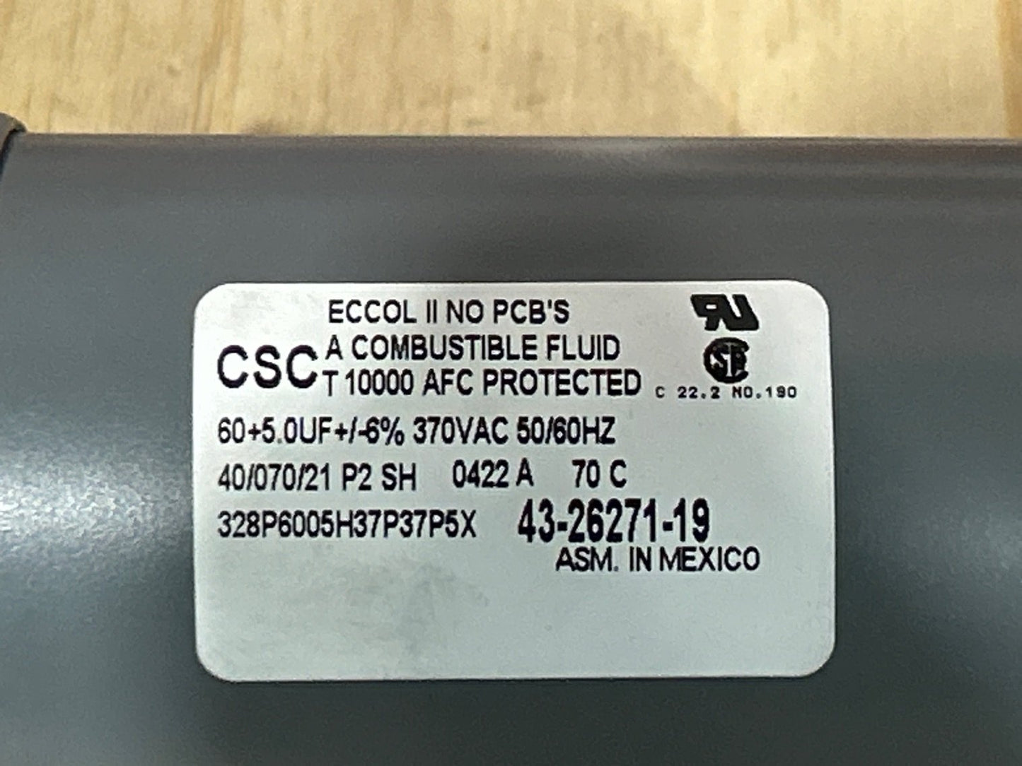 370 Vac, 60+5MFD 50/60 Hz, Round Capacitor