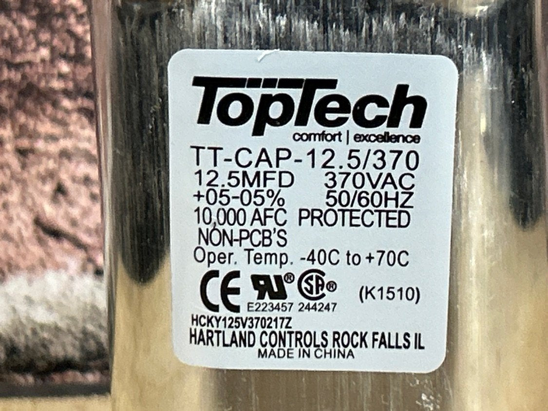 370 Vac, 12.5MFD 50/60 Hz, Oval Capacitor