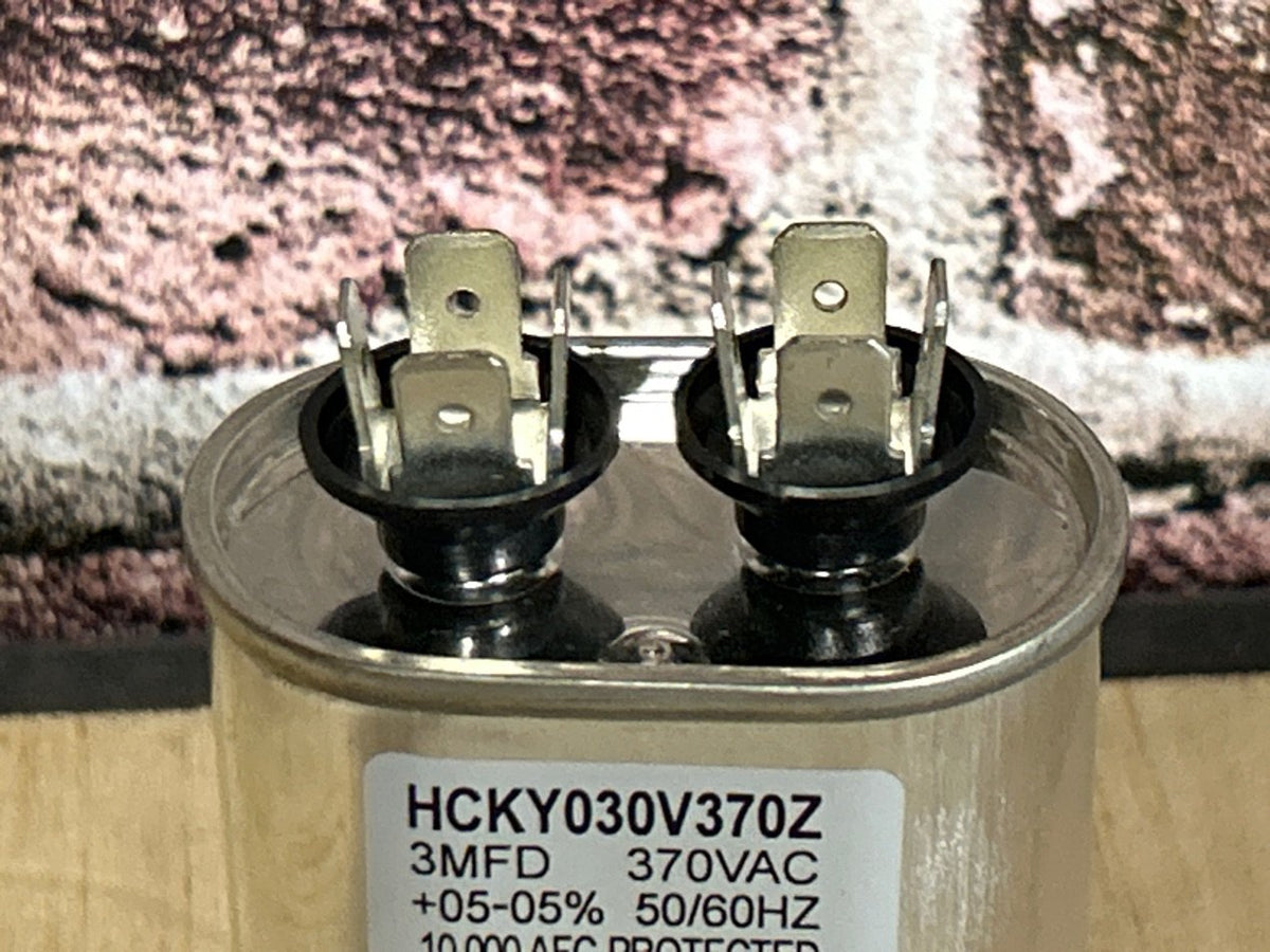 370 Vac, 3MFD 50/60 Hz, Oval Capacitor