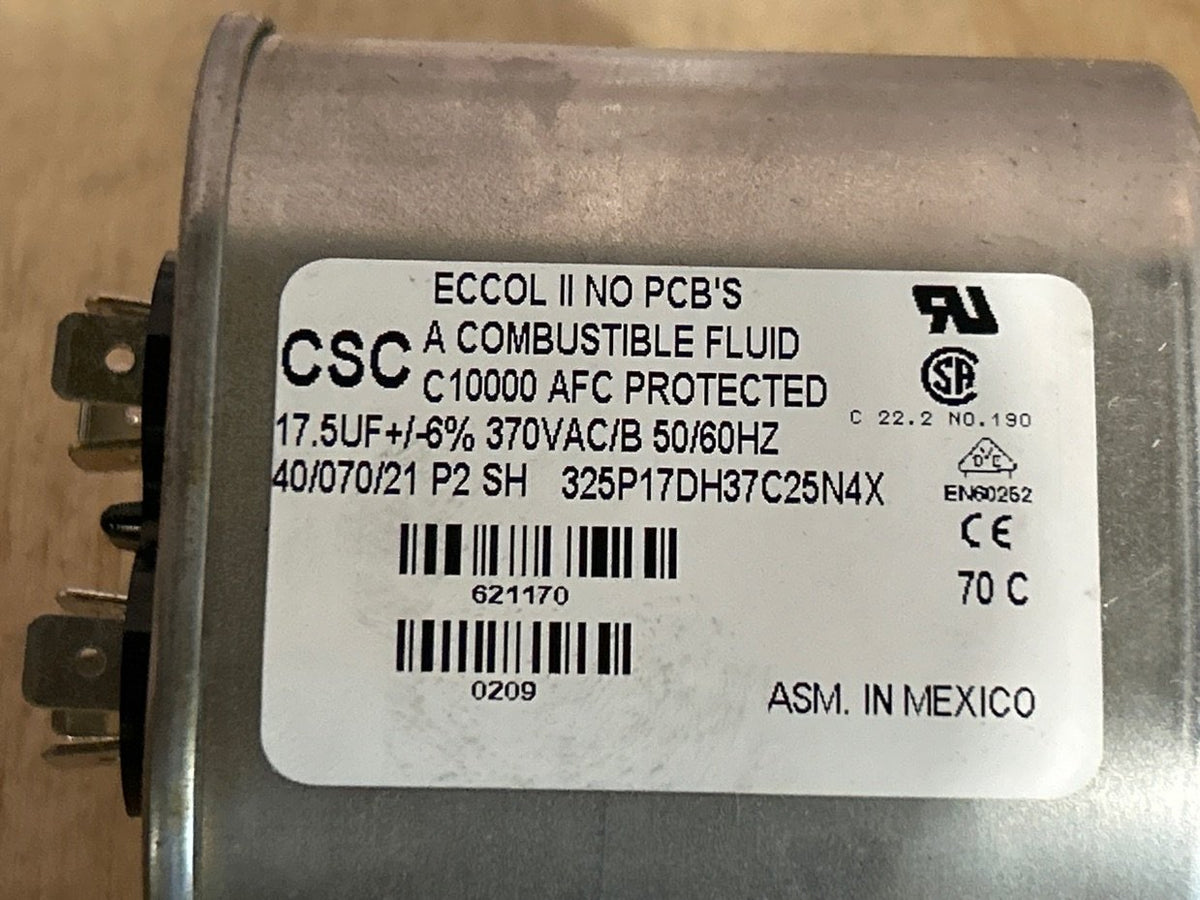370 Vac, 17.5MFD 50/60 Hz, Oval Capacitor