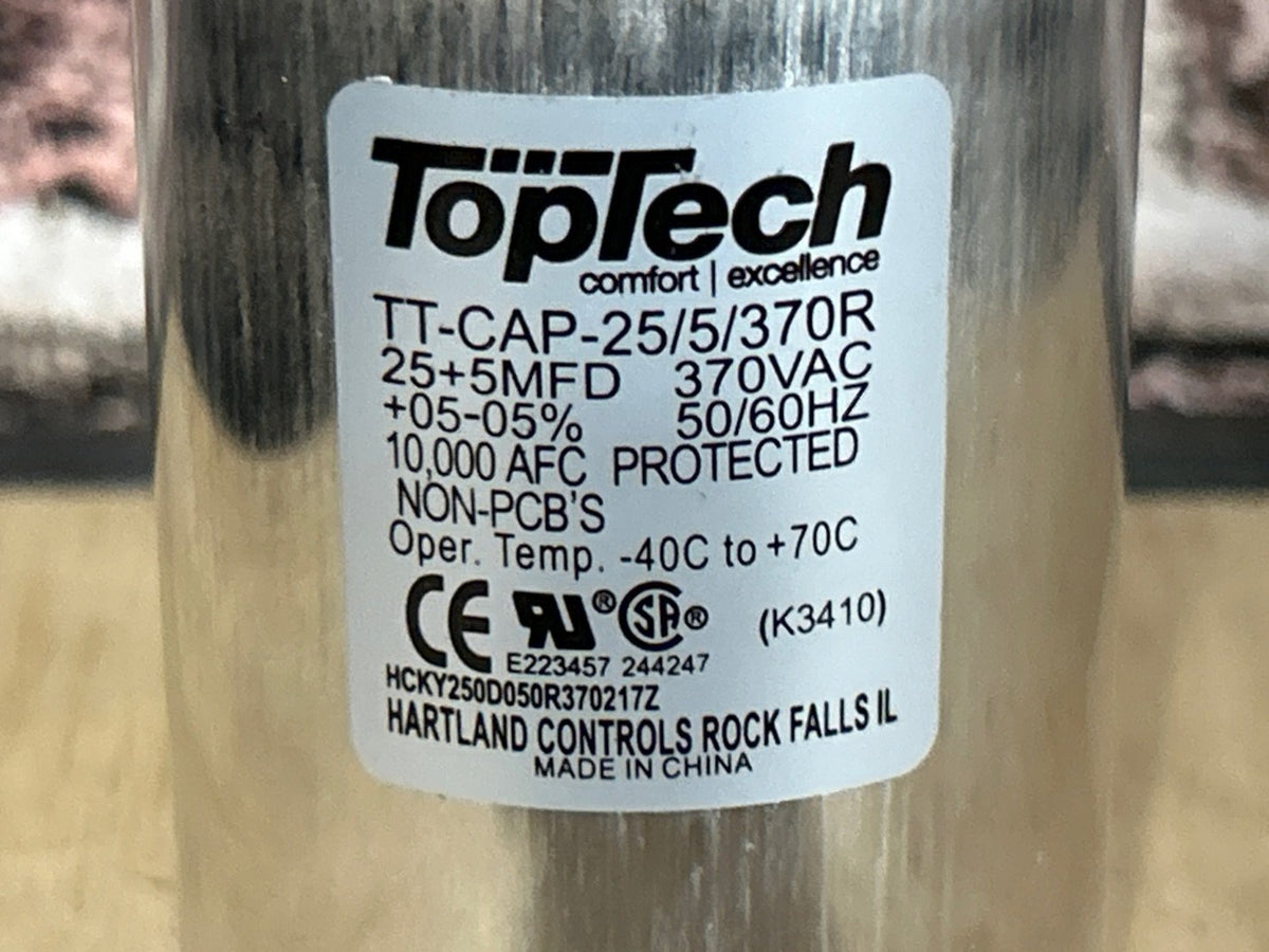 370 Vac, 25+5MFD 50/60 Hz, Round Capacitor